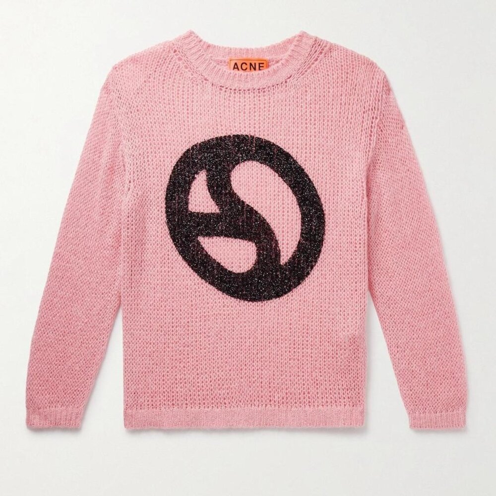Acne Studios Glittered Logo Knit Sweater